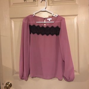 Pink Charming Charlie Long Sleeve Blouse Size Med